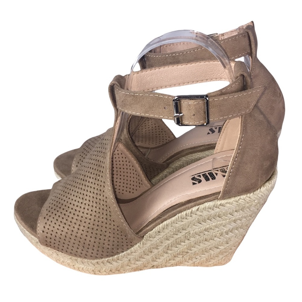 New in Box AMS Wedged Heeled Sandals Espadrilles Summer Tan Stylish Sexy